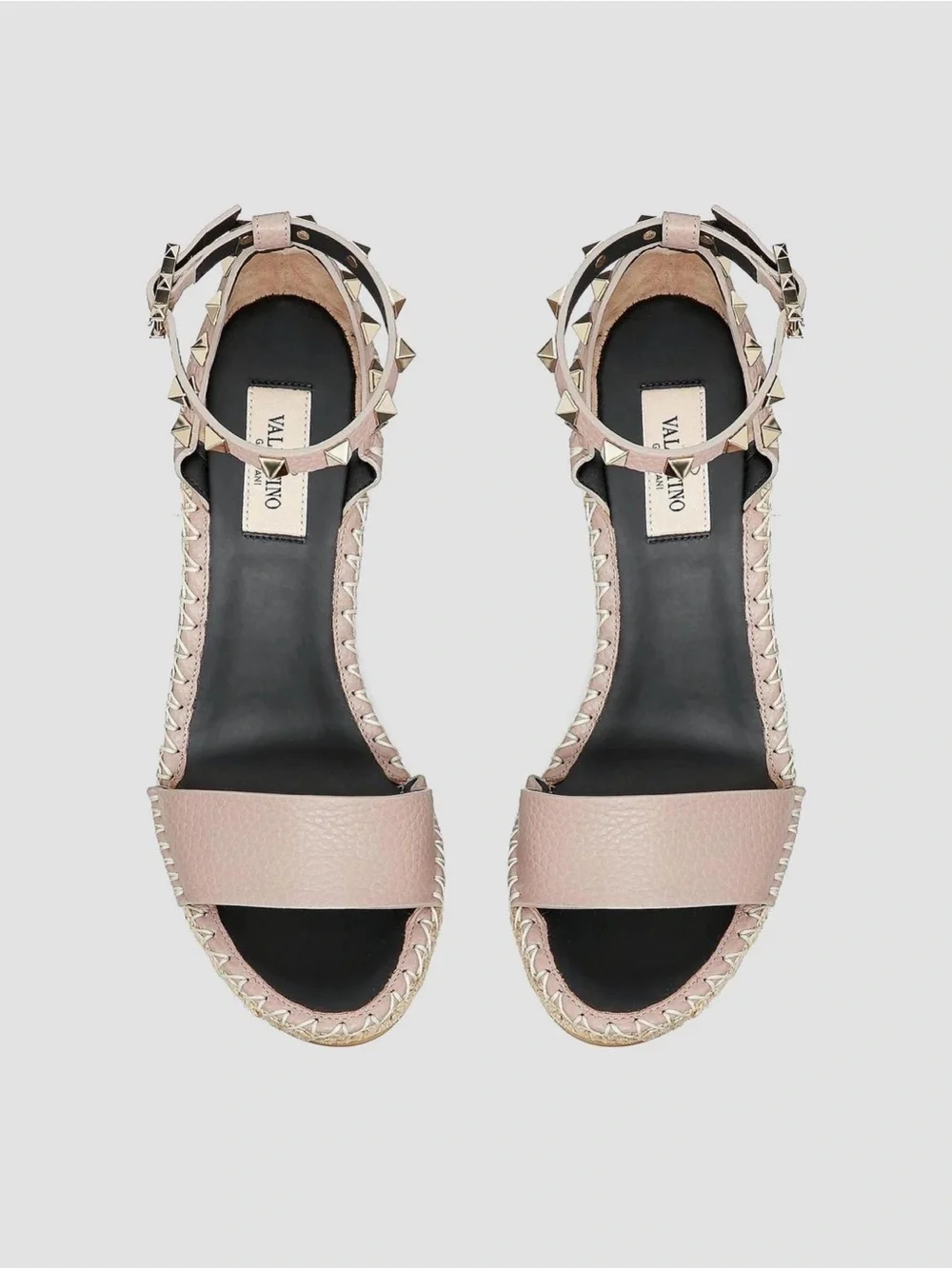 Valentino Garavani  Rockstud Ankle Strap Sandals in Blush Pink